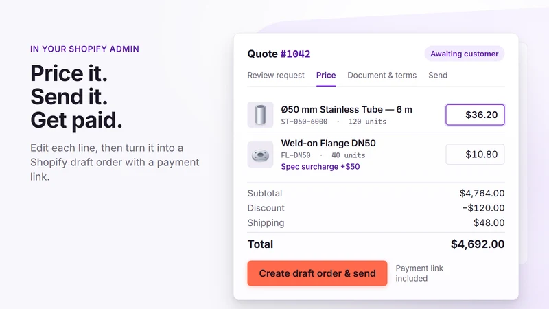PQ Request a Quote, Hide Price