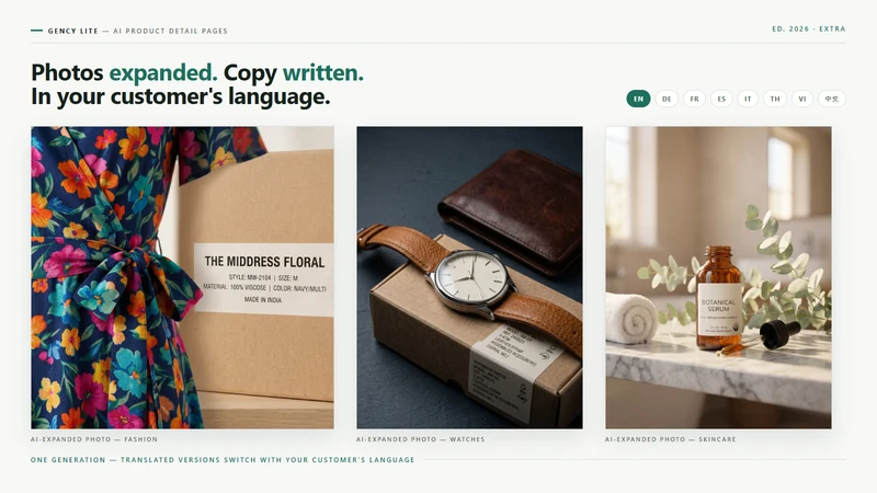 GENCY Lite: AI Product Pages