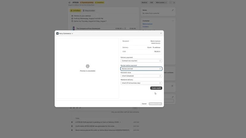 Ferry: waybills & tracking