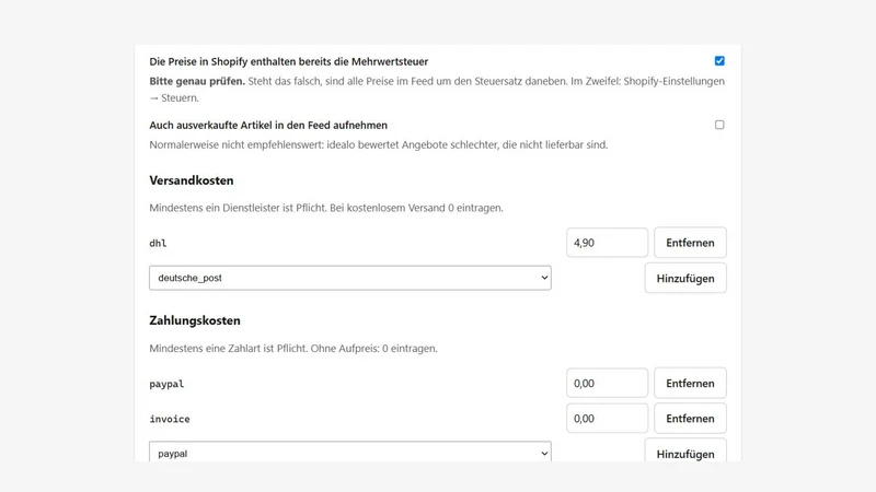 Feedwerk: Feed für idealo