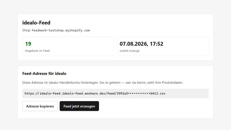 Feedwerk: Feed für idealo
