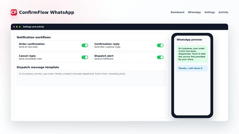 ConfirmFlow: Orders & WhatsApp