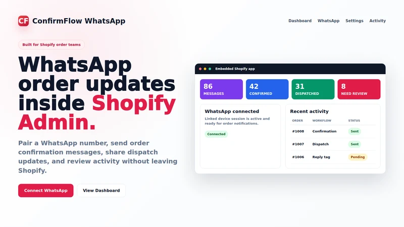 ConfirmFlow: Orders & WhatsApp