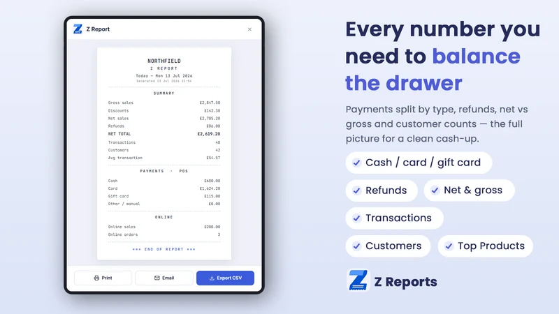 Z Reports ‑ POS End of Day