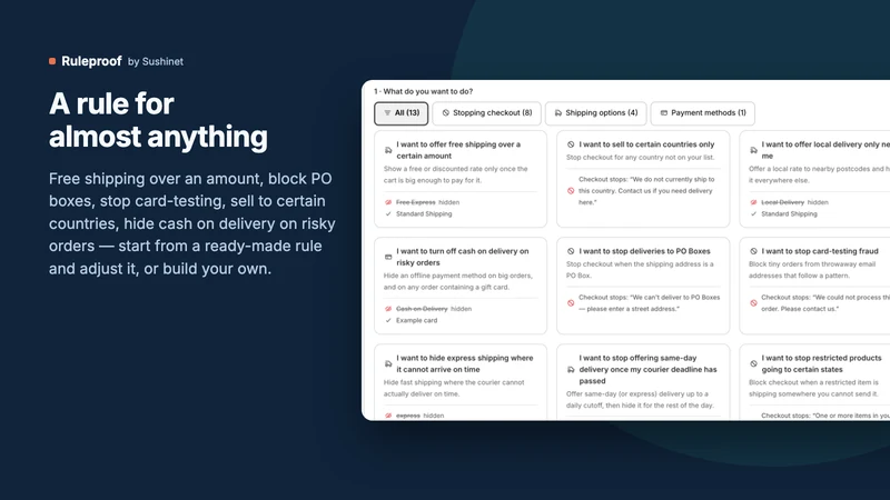 Snet: Ruleproof Checkout Rules