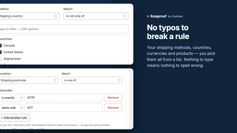 Snet: Ruleproof Checkout Rules