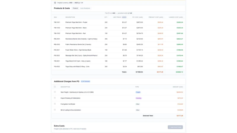 Landara: COGS & Landed Cost