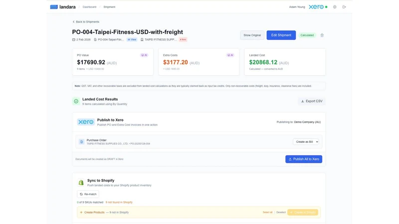 Landara: COGS & Landed Cost