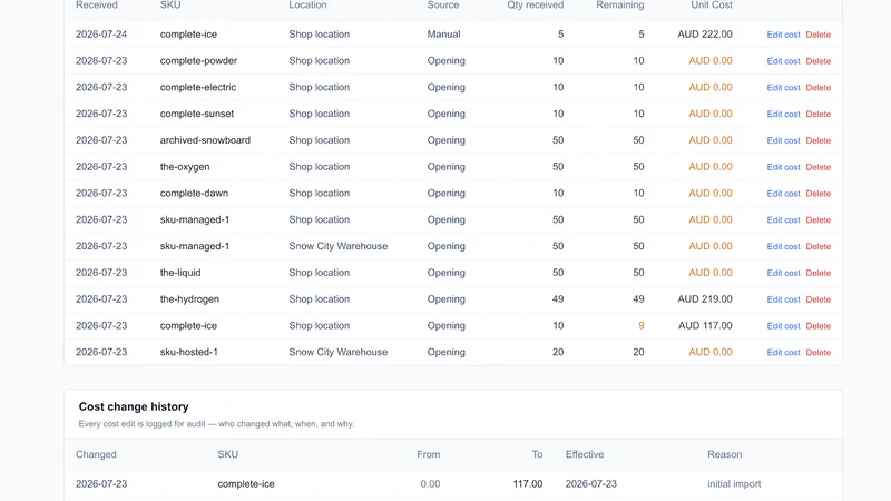 Landara: COGS & Landed Cost