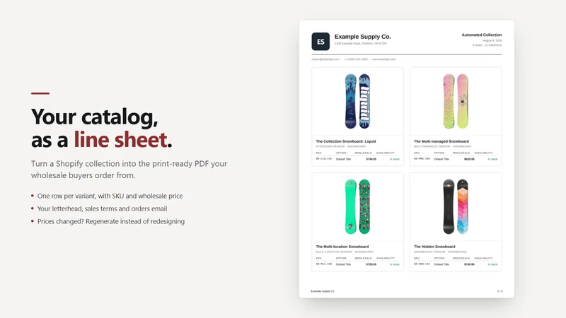 Claret ‑ B2B Line Sheets