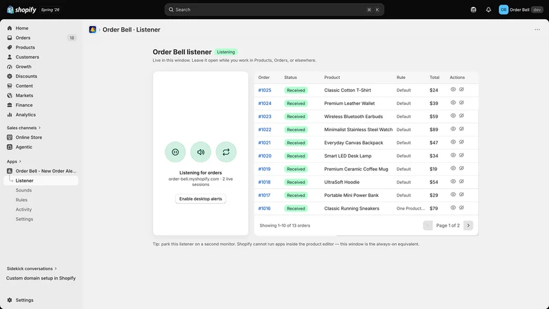 Order Bell ‑ New Order Alerts