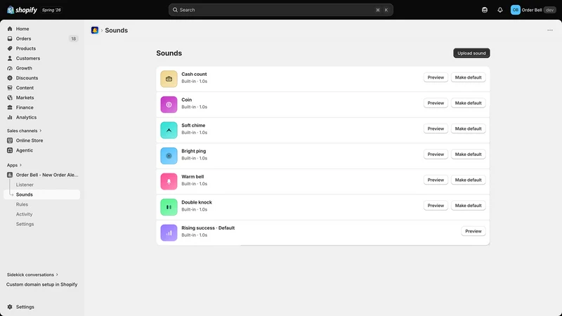 Order Bell ‑ New Order Alerts
