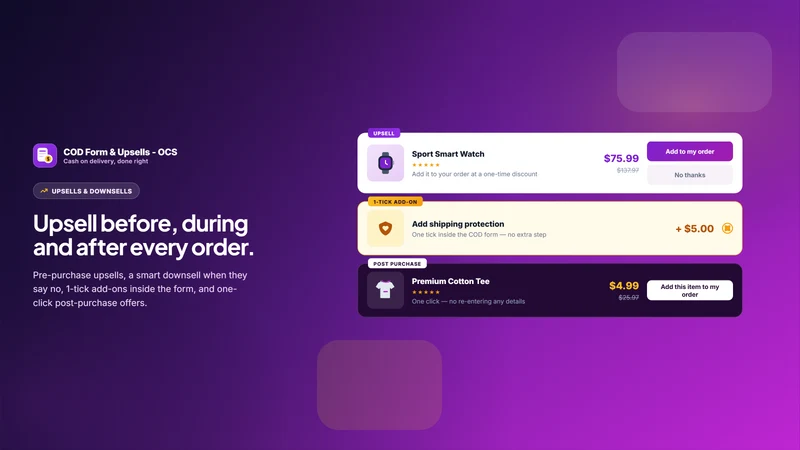COD Form & Upsells ‑ OCS