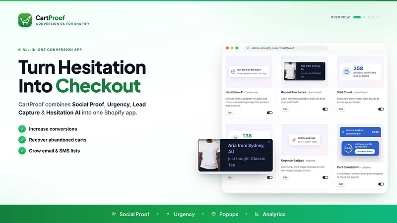 CartProof: Sales Pop & Urgency