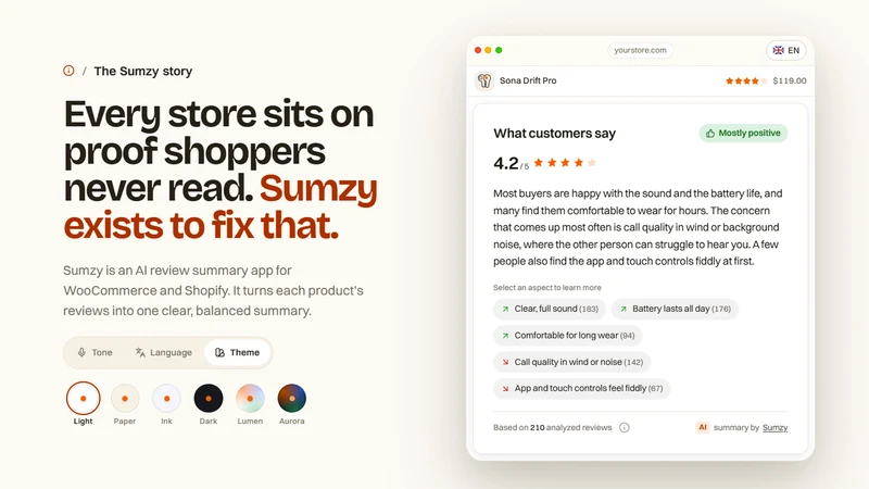 Sumzy: AI Review Summaries