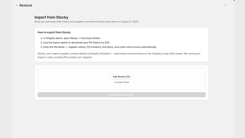 Restockly ‑ Purchase Orders