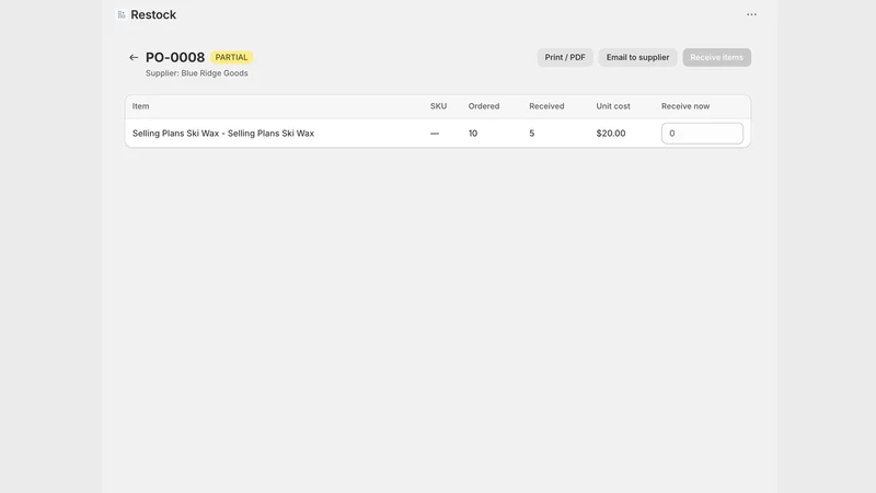 Restockly ‑ Purchase Orders