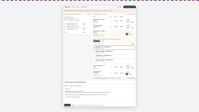 POClerk: PO to Draft Order