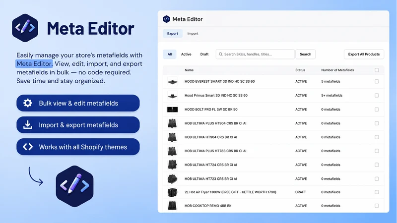 Manage Metafields ‑ MetaStudio