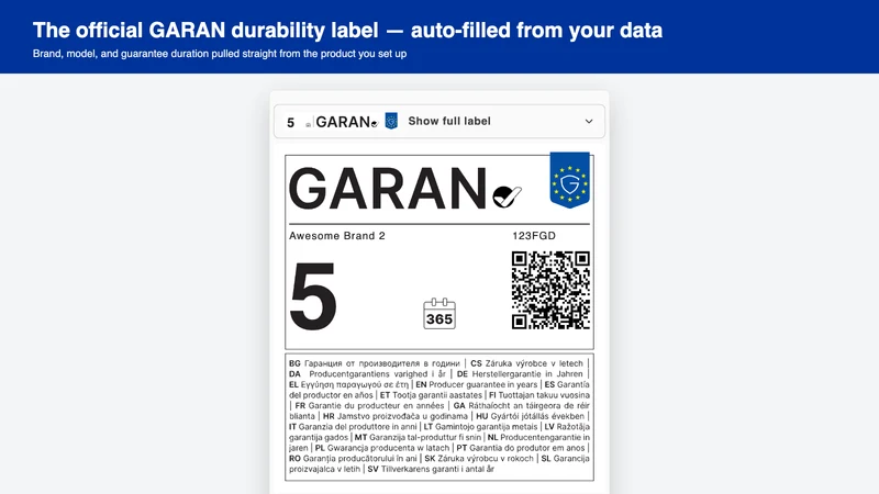 GARAN ‑ EU Guarantee Label