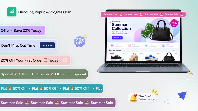 Discount, Popup & Progress Bar