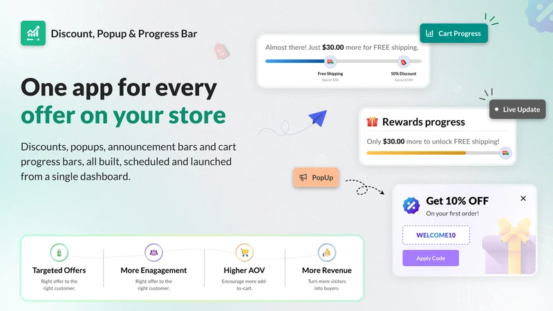 Discount, Popup & Progress Bar
