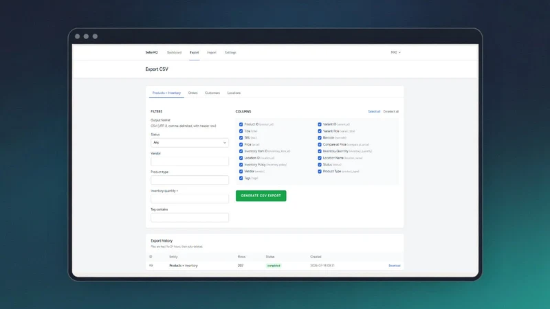 SellerHQ Export by Wbsync