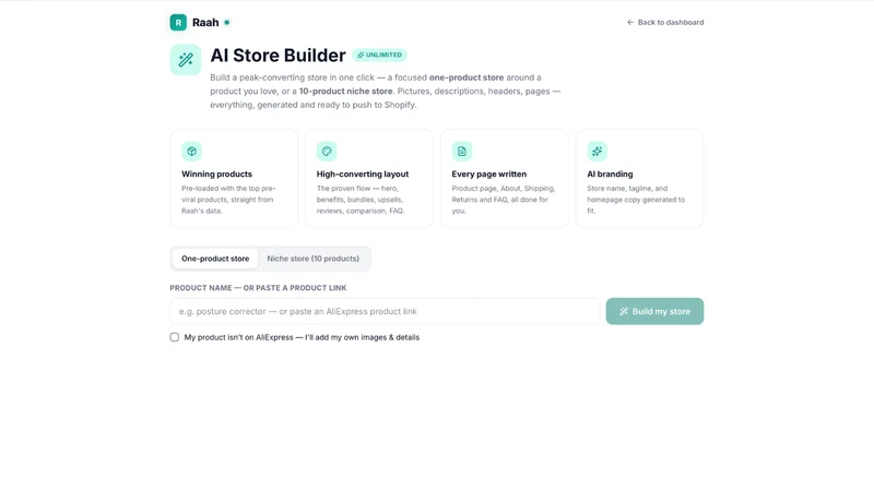 Raah: Research & Store Creator