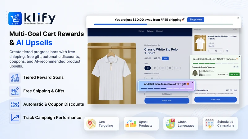 Klify ‑ Progress Bar & Upsells