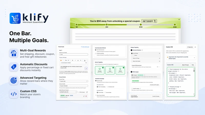 Klify ‑ Progress Bar & Upsells