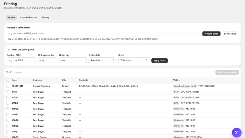 Order Hub: Shipping Labels