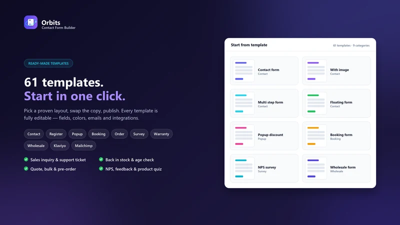 Orbits: Contact Form Builder