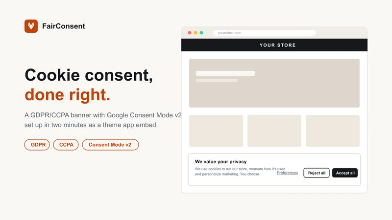 FairConsent GDPR Cookie Banner