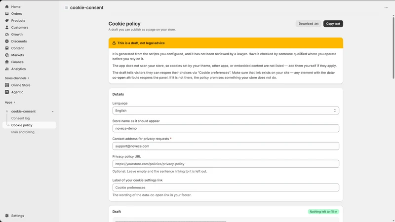 Novece ‑ GDPR Cookie Consent