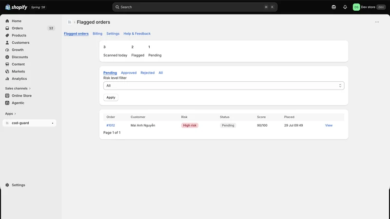 COD Guard: Risk Scanner