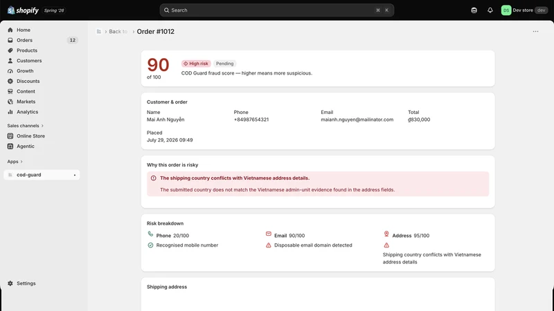 COD Guard: Risk Scanner