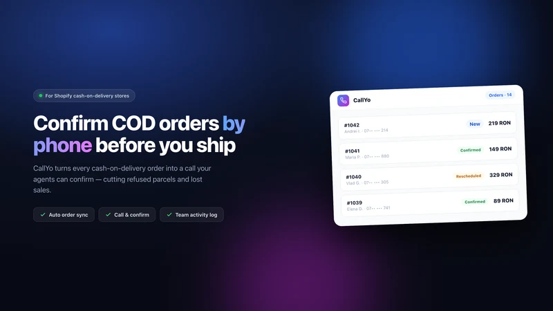 CallYo: COD Confirmation