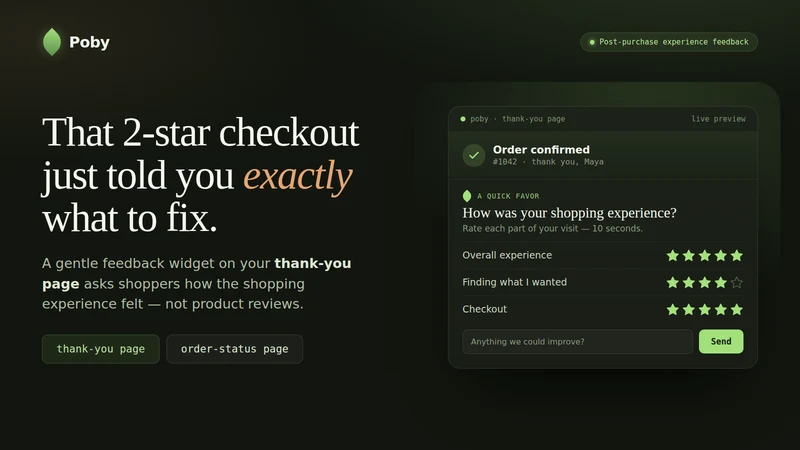 Poby ‑ Post Purchase Survey