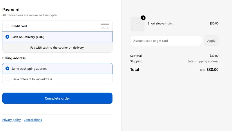 Manca: Hide COD by Cart Total