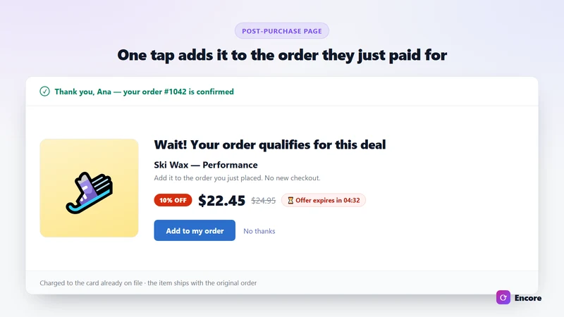 Encore Post‑Purchase Upsell