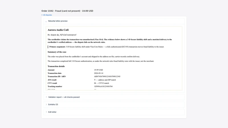 Counterproof Chargebacks