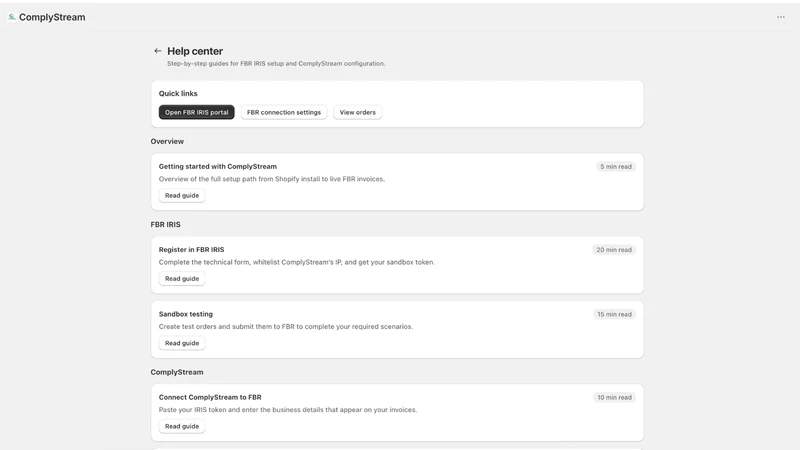 ComplyStream: FBR Invoices