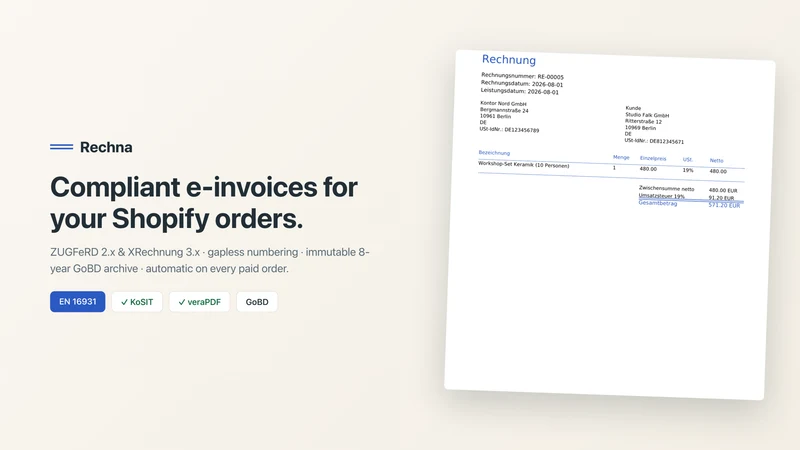 Rechna: E‑Invoices DACH