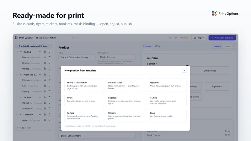 Print Options + Artwork Upload