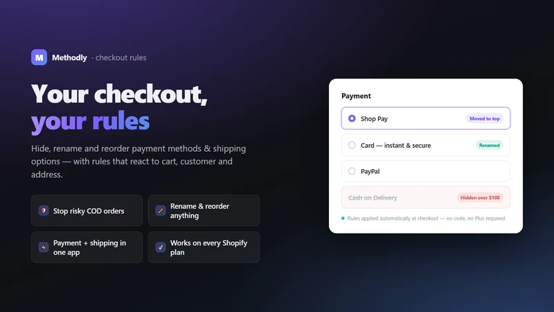 Methodly checkout rules