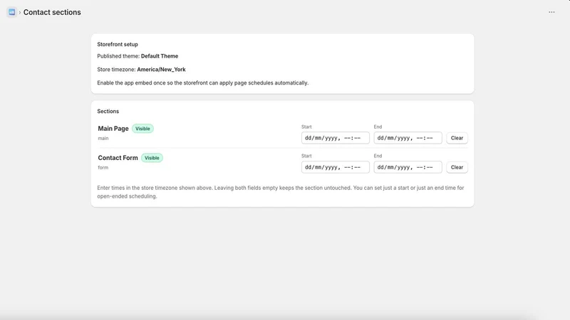 Scheduled Sections by TYBO