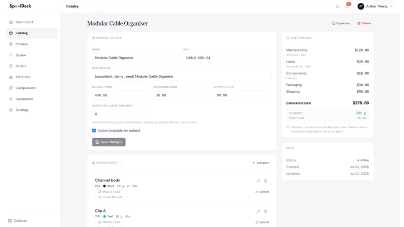 SpoolDeck – 3D Printing Ops