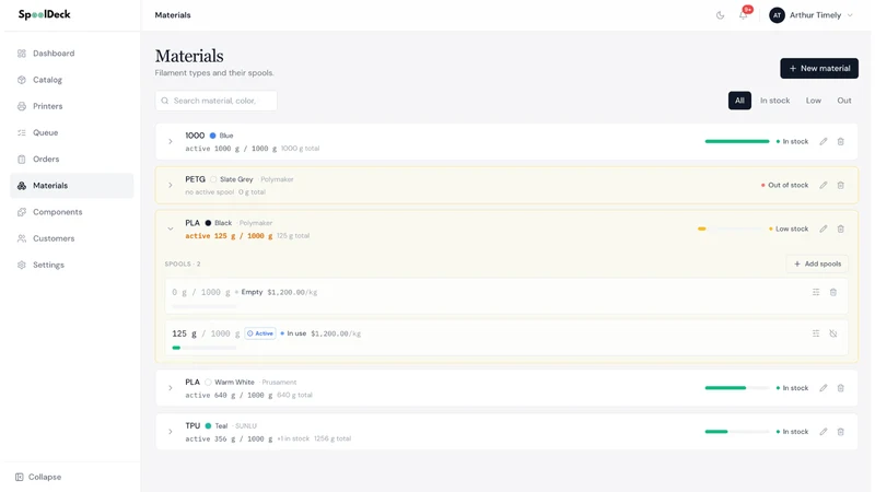 SpoolDeck – 3D Printing Ops