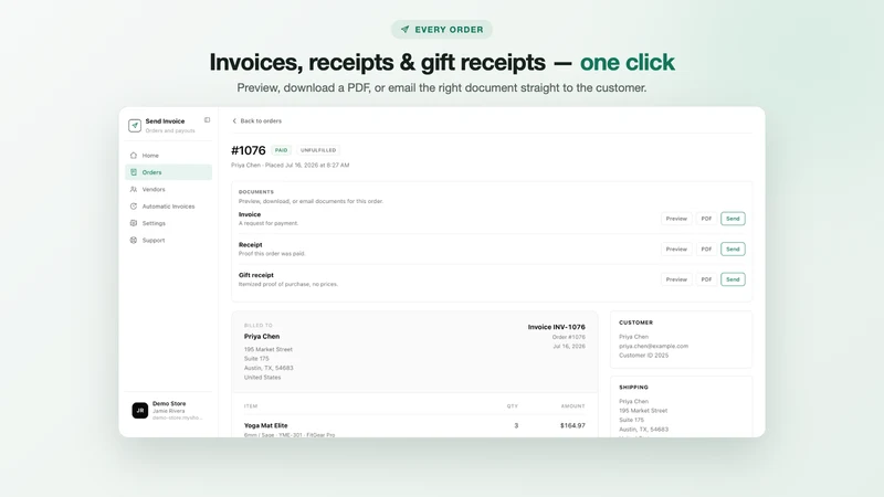 Send Invoice: Auto Invoices