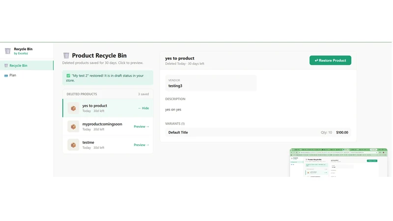 RecycleBin Product Backup